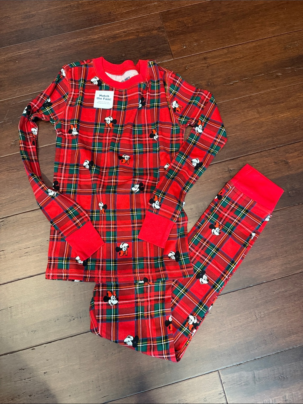 Kids Red Plaid Mickey and Minnie Pajama Set - Disney (Old Navy)
